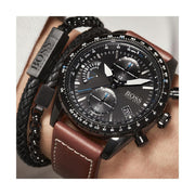  Shop Authentic Hugo Boss Pilot Black Dial Brown Leather Strap Watch for Men - 1513851 - Luxxuri