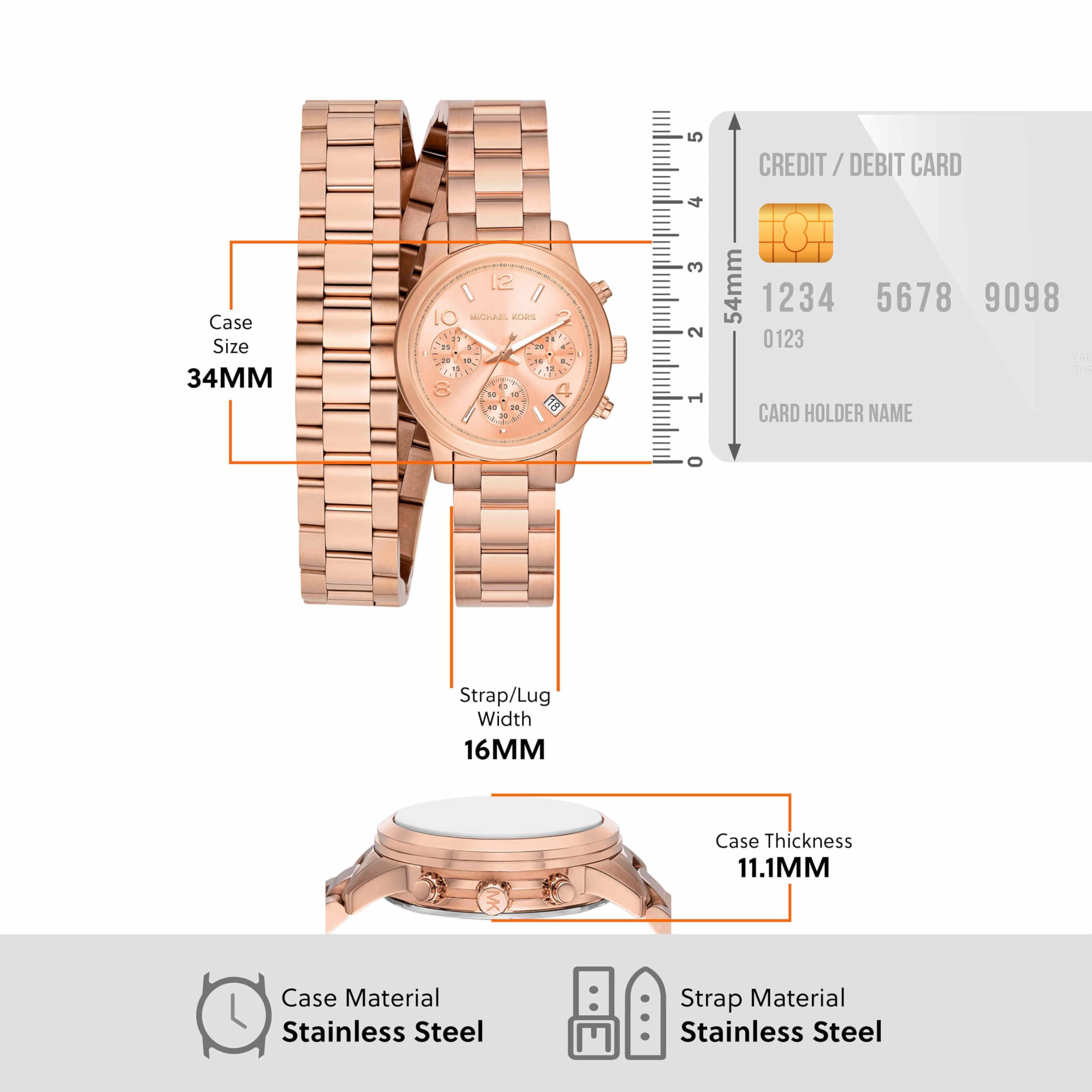  Shop Authentic Michael Kors Runway Chronograph Analog Rose Gold Dial Rose Gold Steel Strap Watch for Women - MK7453 - Luxxuri