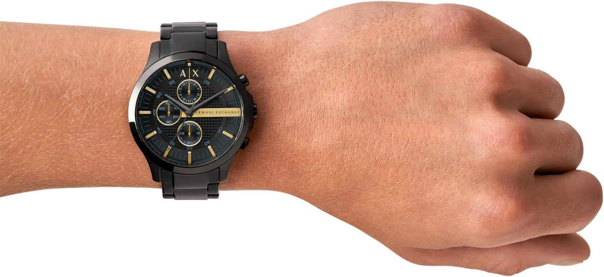  Shop Authentic Armani Exchange Hampton Chronograph Black Dial Black Steel Strap Watch For Men - AX2164 - Luxxuri