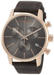  Shop Authentic Calvin Klein City Chronograph Grey Dial Brown Leather Strap Watch for Men - K2G276G3 - Luxxuri