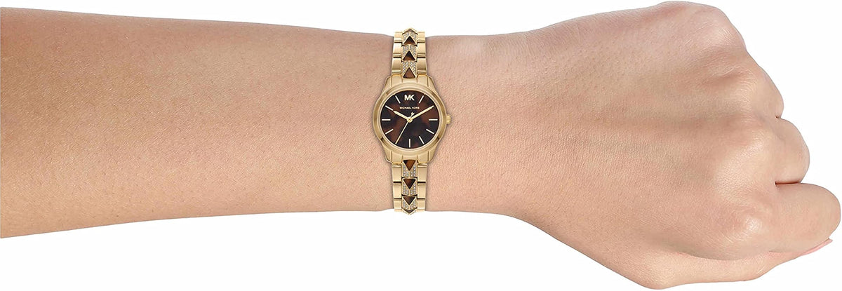  Shop Authentic Michael Kors Runway Mercer Analog Brown Dial Gold Steel Strap Watch For Women - MK6855 - Luxxuri