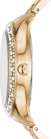  Shop Authentic Michael Kors Liliane Mother of Pearl White Dial Gold Steel Strap Watch For Women - MK4555 - Luxxuri