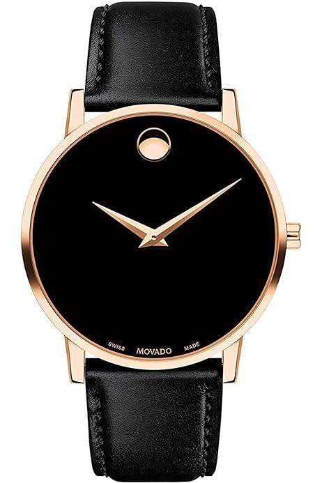 Shop Authentic Movado Museum Black Dial Black Leather Strap Watch For Men - 2100005 - Luxxuri