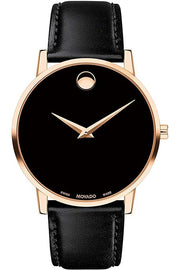  Shop Authentic Movado Museum Black Dial Black Leather Strap Watch For Men - 2100005 - Luxxuri