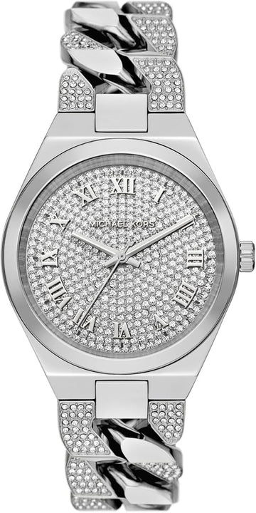  Shop Authentic Michael Kors Lennox Pave Three-Hand Crystals Silver Dial Silver Steel Strap Watch for Women - MK7488 - Luxxuri
