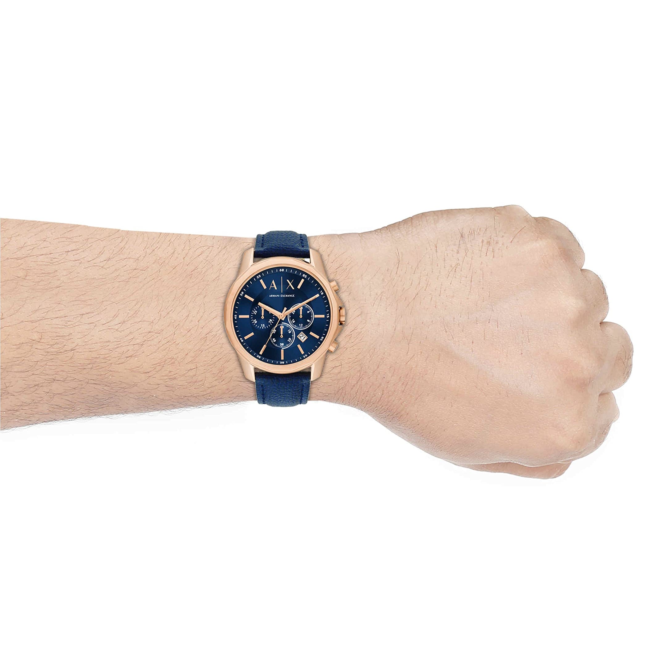  Shop Authentic Armani Exchange Banks Chronograph Blue Dial Blue Leather Strap Watch For Men - AX1723 - Luxxuri