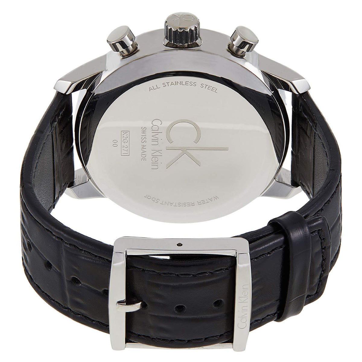  Shop Authentic Calvin Klein City Chronograph Black Dial Black Leather Strap Watch for Men - K2G271CX - Luxxuri