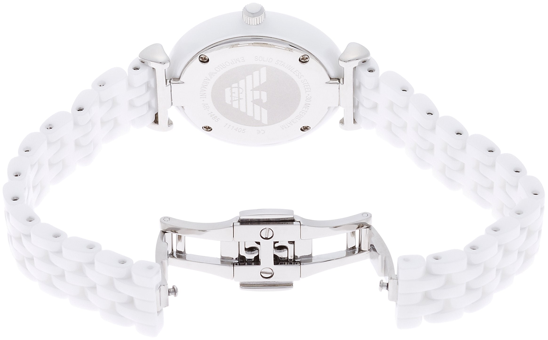  Shop Authentic Emporio Armani Giannti T Bar Quartz Mother of Pearl Dial White Steel Strap Watch For Women - AR1485 - Luxxuri