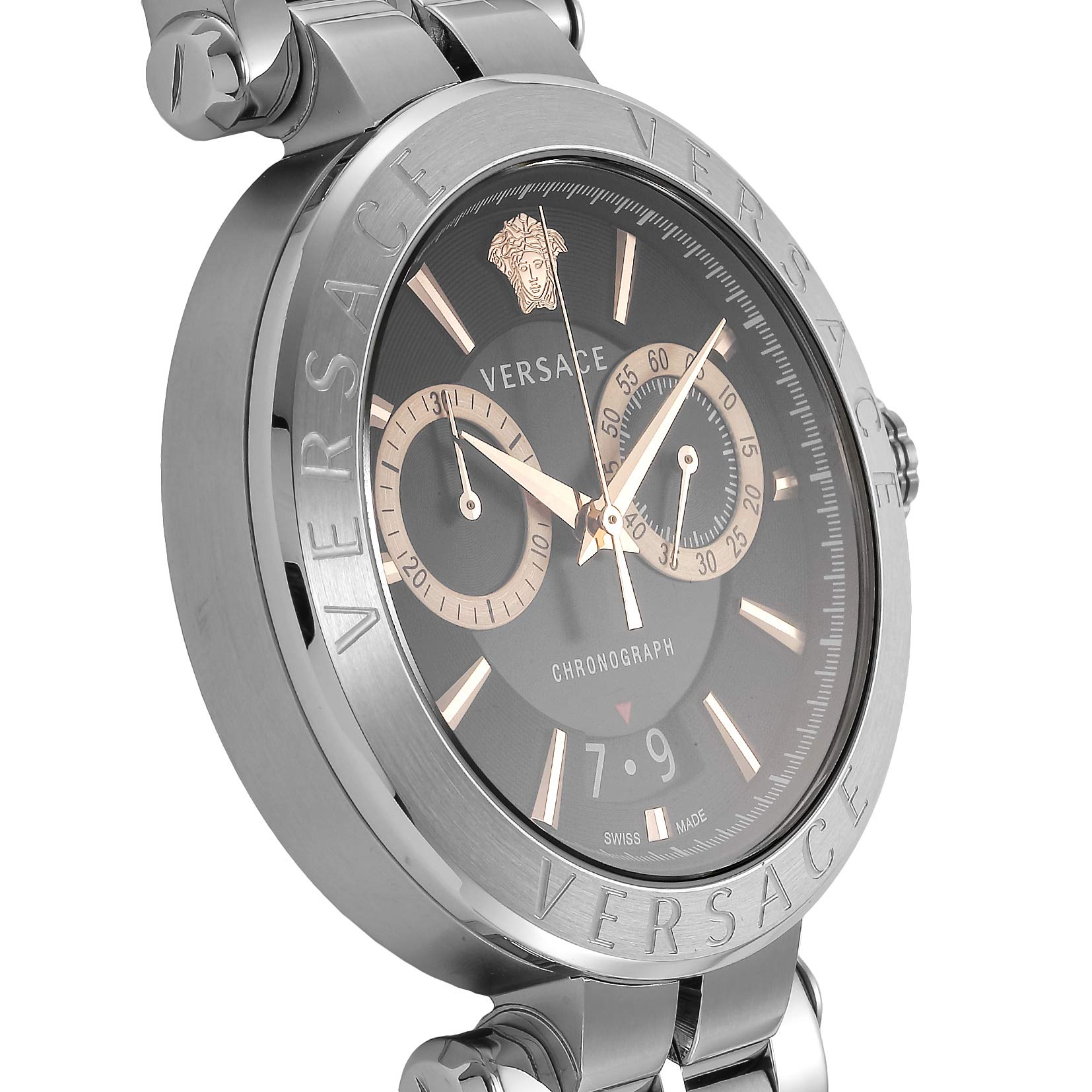  Shop Authentic Versace Aion Chronograph Black Dial Silver Steel Strap Watch For Men - VE1D01019 - Luxxuri
