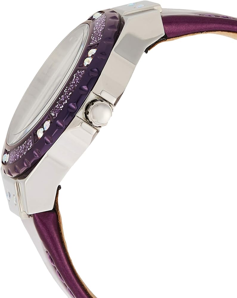  Shop Authentic Guess Limelight Quartz Silver Dial Purple Leather Strap Watch For Women - W0775L6 - Luxxuri
