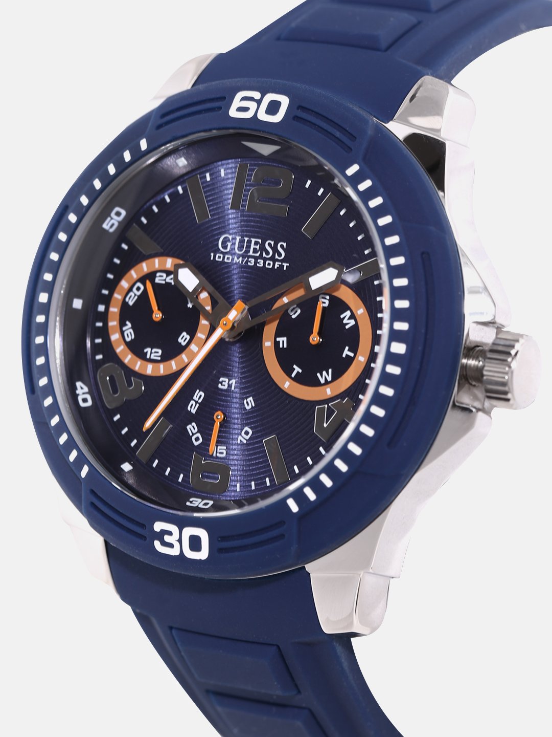  Shop Authentic Guess Trade Blue Dial Blue Silicone Strap Watch for Men - W0967G2 - Luxxuri