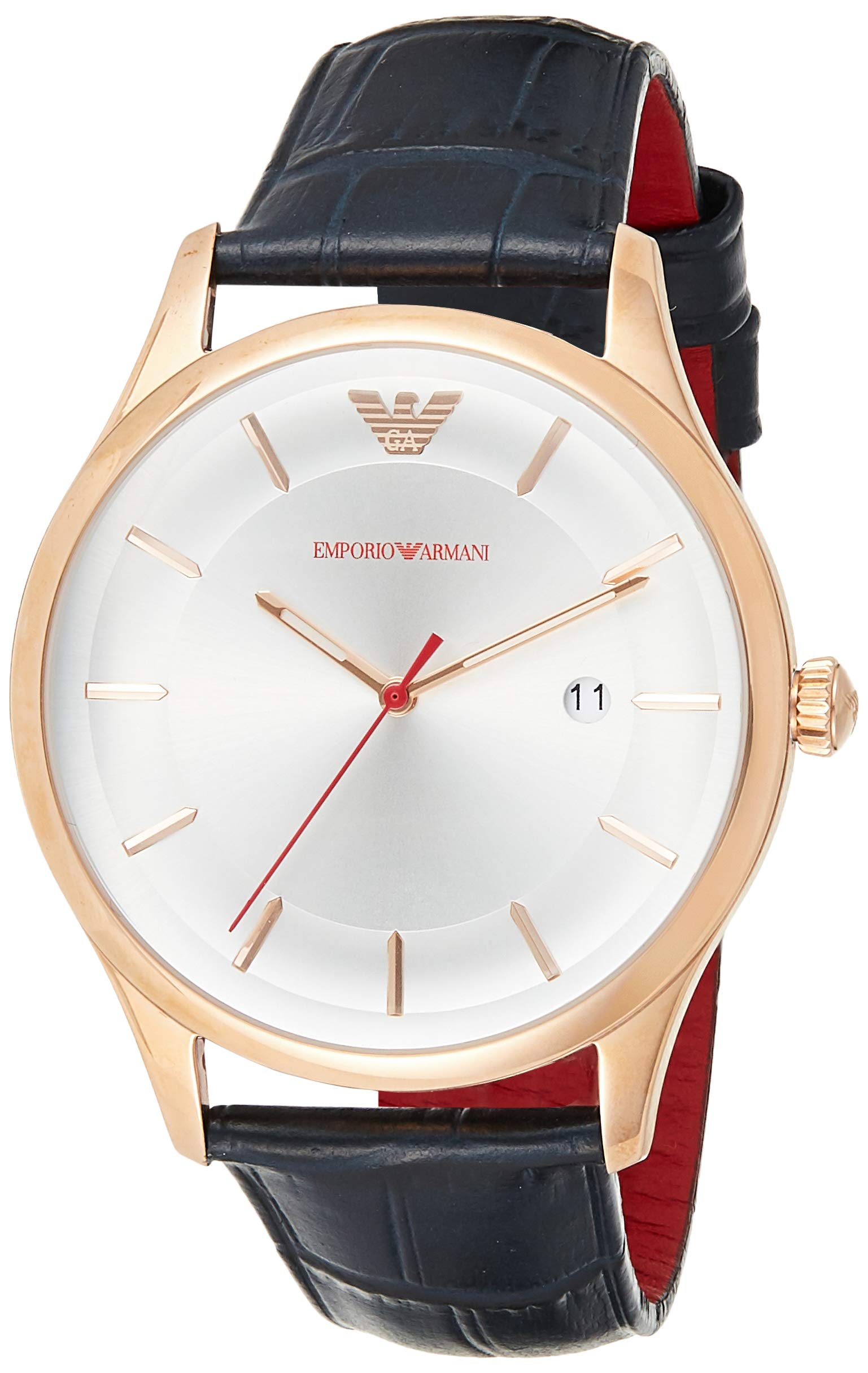  Shop Authentic Emporio Armani Classic Silver Dial Blue Leather Strap Watch For Men - AR11131 - Luxxuri