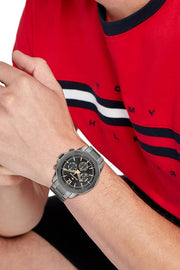  Shop Authentic Tommy Hilfiger Lars Chronograph Black Dial Black Steel Strap Watch For Men - 1792061 - Luxxuri