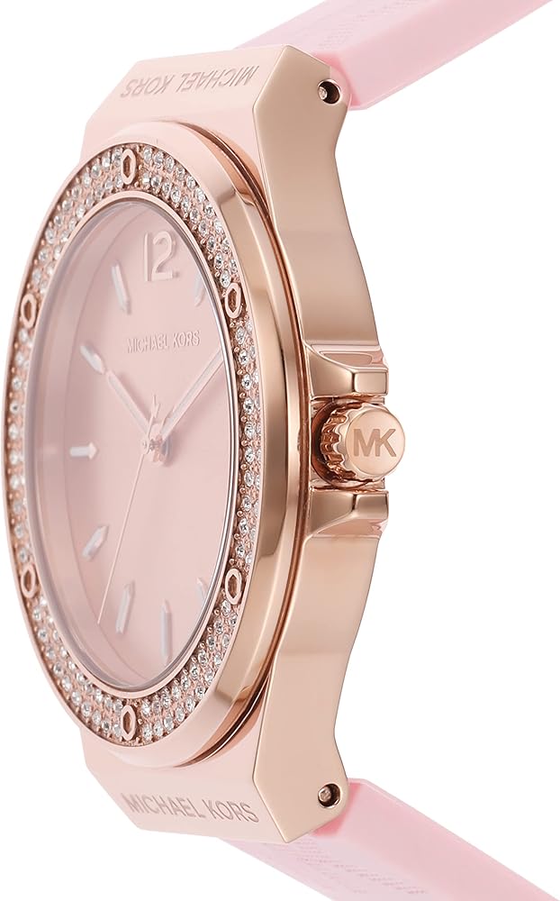  Shop Authentic Michael Kors Mini Lennox Three-Hand Rose Gold Dial Pink Silicone Strap Watch For Women - MK7282 - Luxxuri