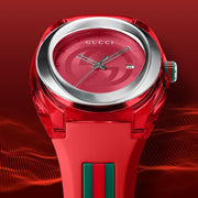  Shop Authentic Gucci Sync Quartz Red Dial Red Rubber Strap Watch For Women - YA137303 - Luxxuri