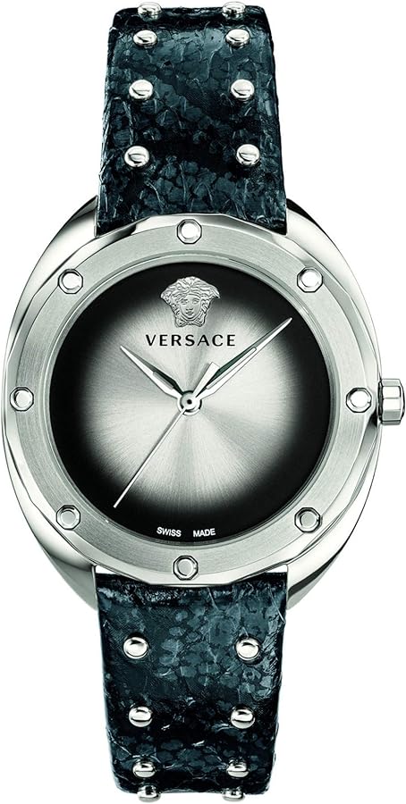  Shop Authentic Versace Shadov Quartz Silver Dial Black Snake Leather Strap Watch for Women - VEBM00118 - Luxxuri