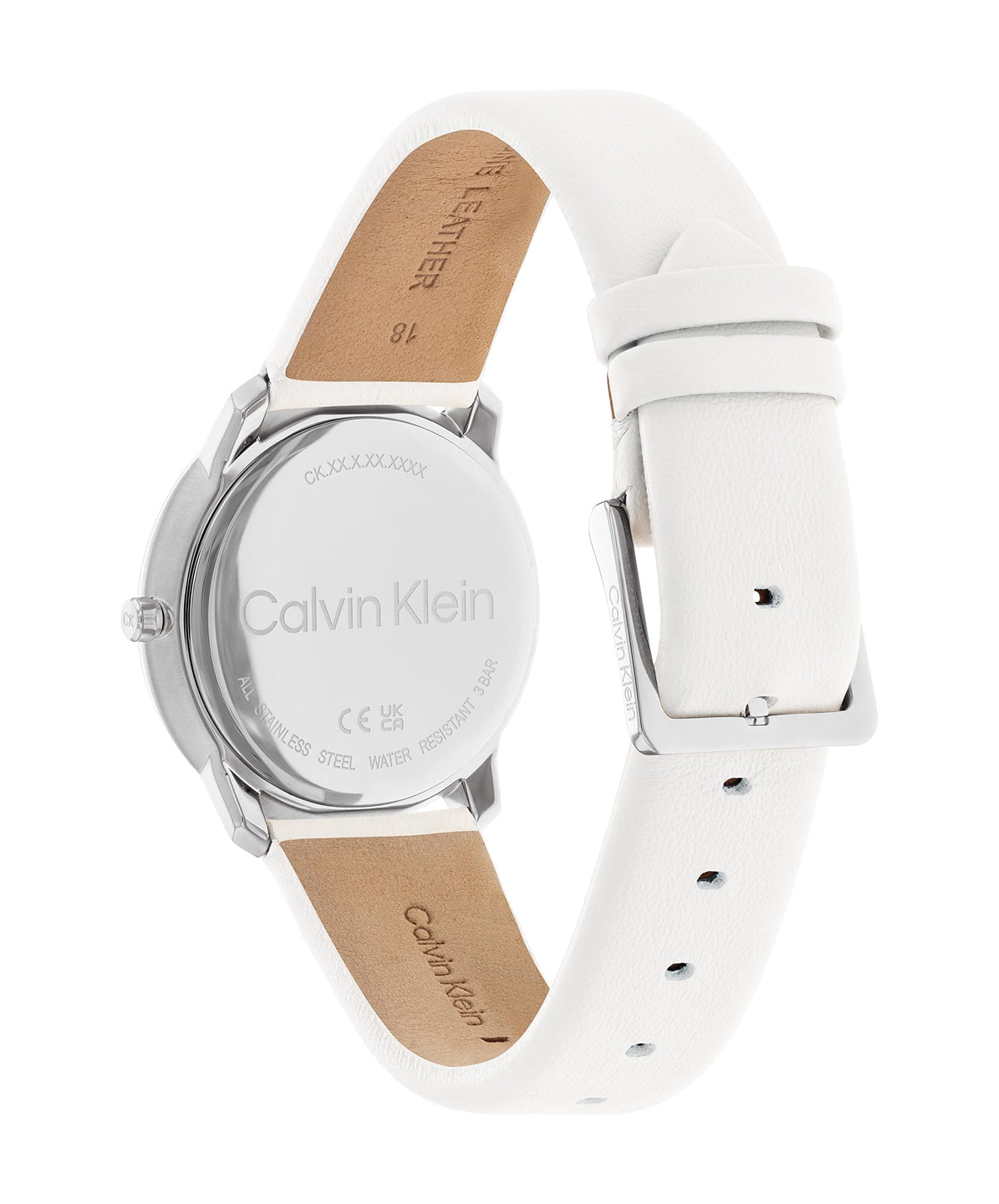  Shop Authentic Calvin Klein City White Dial White Leather Strap Watch for Women - K2G231XH - Luxxuri