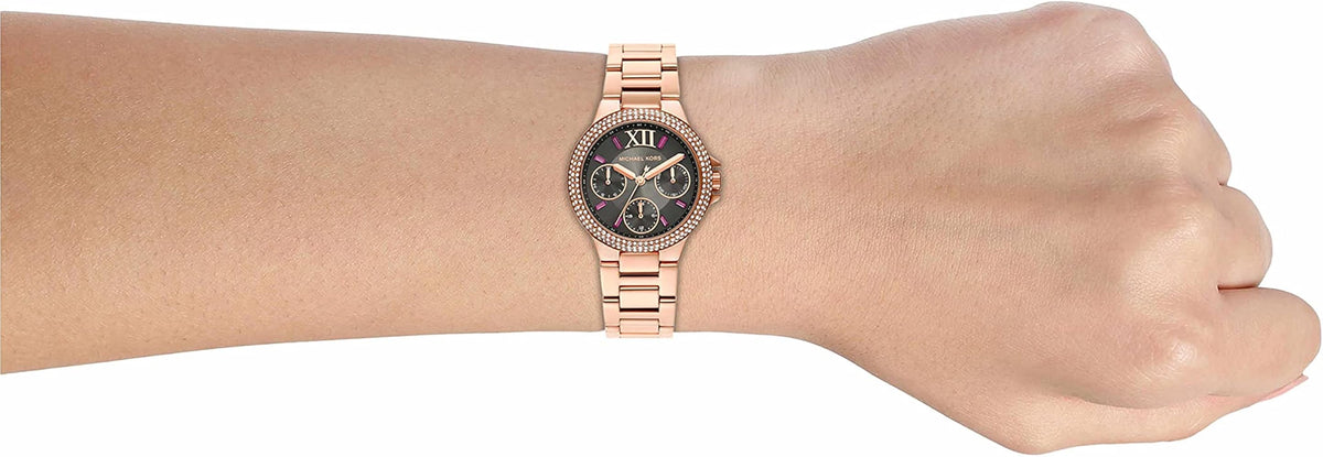 Shop Authentic Michael Kors Camille Chronograph Grey Dial Rose Gold Steel Strap Watch For Women - MK6983 - Luxxuri