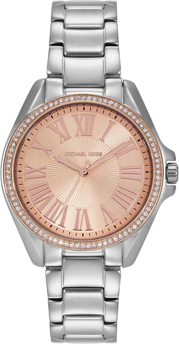  Shop Authentic Michael Kors Kacie Three-Hand Gold Dial Silver Steel Strap Watch for Women - MK4854 - Luxxuri