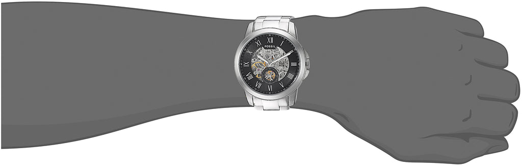  Shop Authentic Fossil Forrester Automatic Skeleton Black Dial Silver Steel Strap Watch for Men - ME3180 - Luxxuri