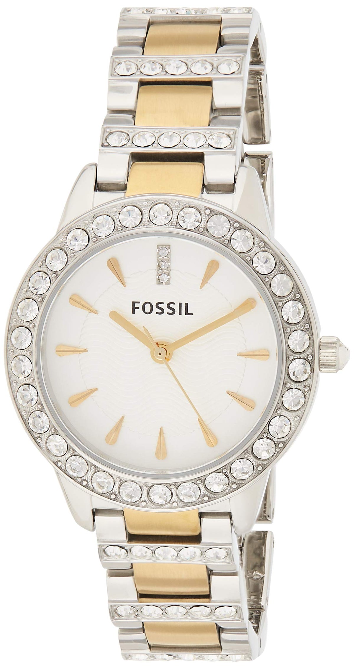  Shop Authentic Fossil Jesse Crystals White Dial Two Tone Steel Strap Watch for Women - ES2409 - Luxxuri