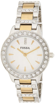  Shop Authentic Fossil Jesse Crystals White Dial Two Tone Steel Strap Watch for Women - ES2409 - Luxxuri