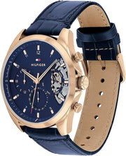  Shop Authentic Tommy Hilfiger Baker Chronograph Quartz Blue Dial Blue Leather Strap Watch For Men - 1710451 - Luxxuri