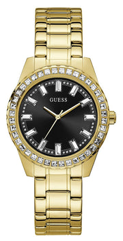  Shop Authentic Guess Sparkler Diamonds Black Dial Gold Steel Strap Watch for Women - GW0111L2 - Luxxuri