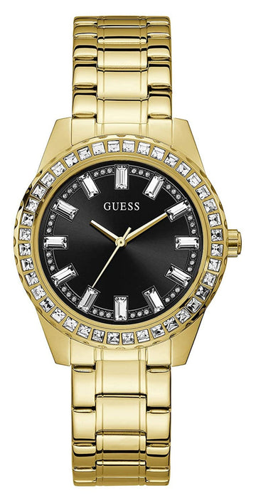  Shop Authentic Guess Sparkler Diamonds Black Dial Gold Steel Strap Watch for Women - GW0111L2 - Luxxuri