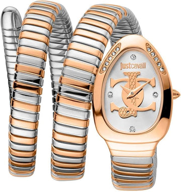 Just Cavalli Glam 5 Evo Silver Dial Two Tone Steel Strap Watch for Women - JC1L228M0085