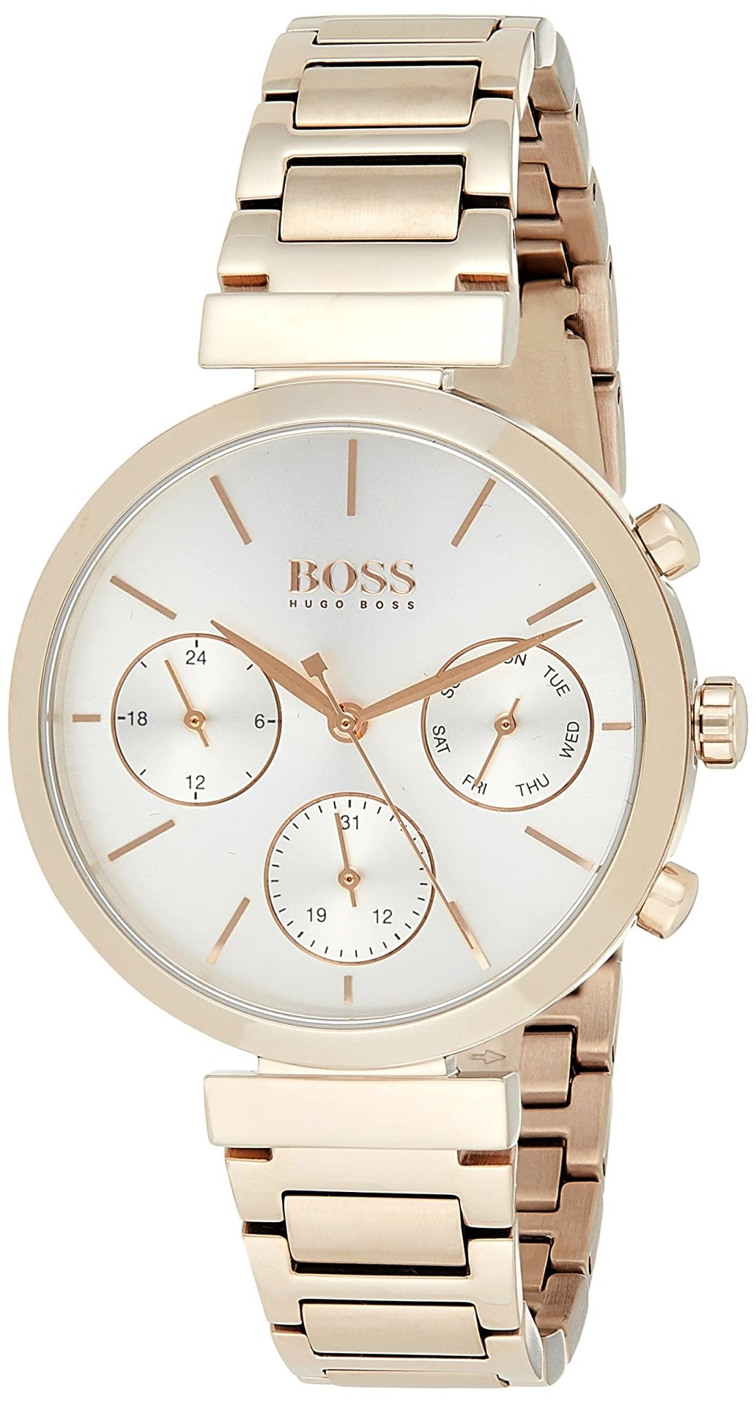  Shop Authentic Hugo Boss Flawless Quartz White Dial Gold Steel Strap Watch for Women -1502531 - Luxxuri