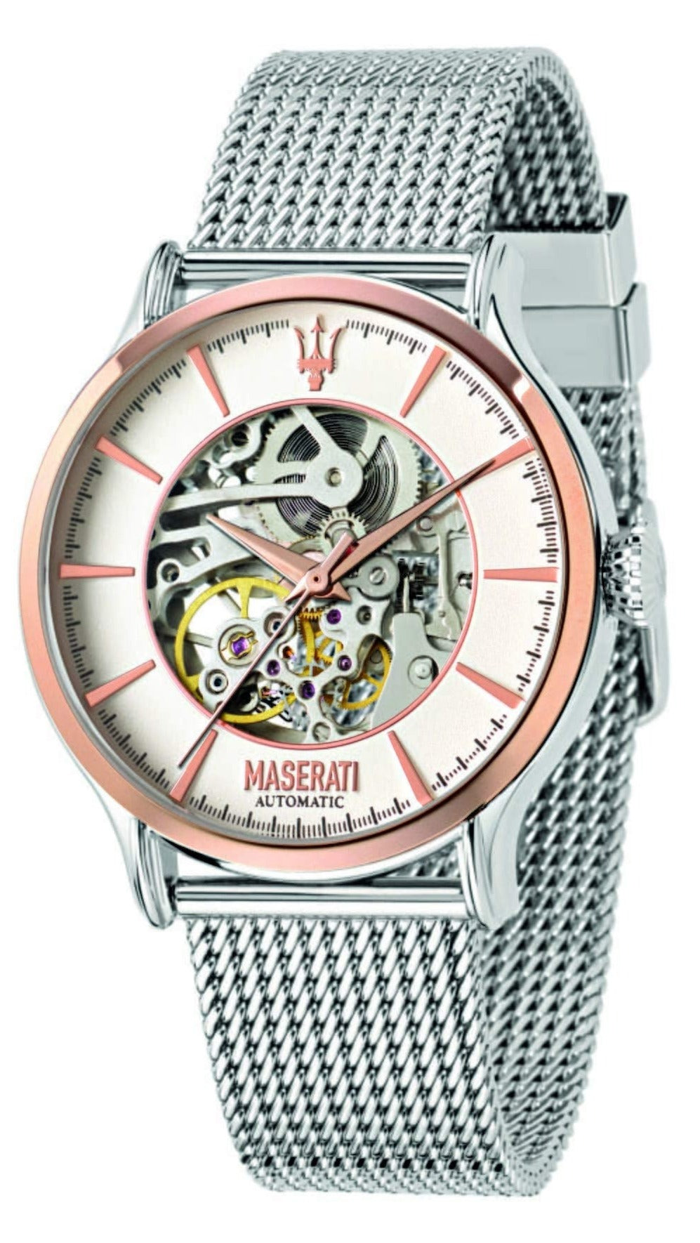  Shop Authentic Maserati Epoca Automatic White Dial Silver Mesh Bracelet Watch For Men - R8823118001 - Luxxuri