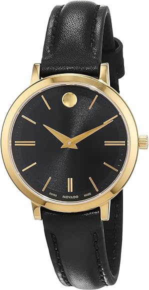  Shop Authentic Movado Ultra Slim Black Dial Black Leather Strap Watch For Women -  0607095 - Luxxuri