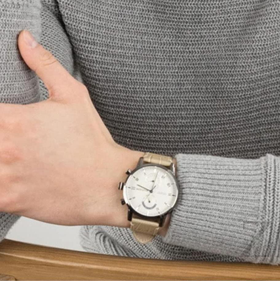  Shop Authentic Tommy Hilfiger Kane White Dial Beige Leather Strap Watch for Men - 1710399 - Luxxuri