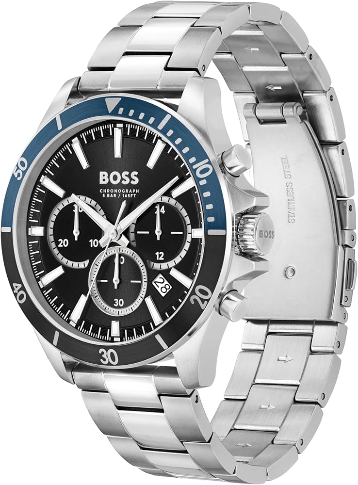  Shop Authentic Hugo Boss Troper Chronograph Black Dial Silver Steel Strap Watch For Men - 1514101 - Luxxuri