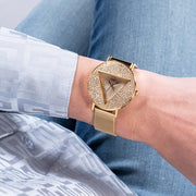  Shop Authentic Guess Iconic Diamonds Gold Dial Gold Mesh Bracelet Watch For Women - GW0477L2 - Luxxuri