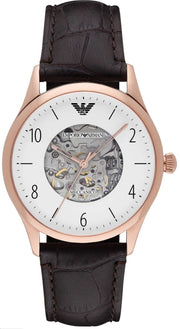  Shop Authentic Emporio Armani Meccanico White Dial Brown Leather Strap Watch For Men - AR1920 - Luxxuri