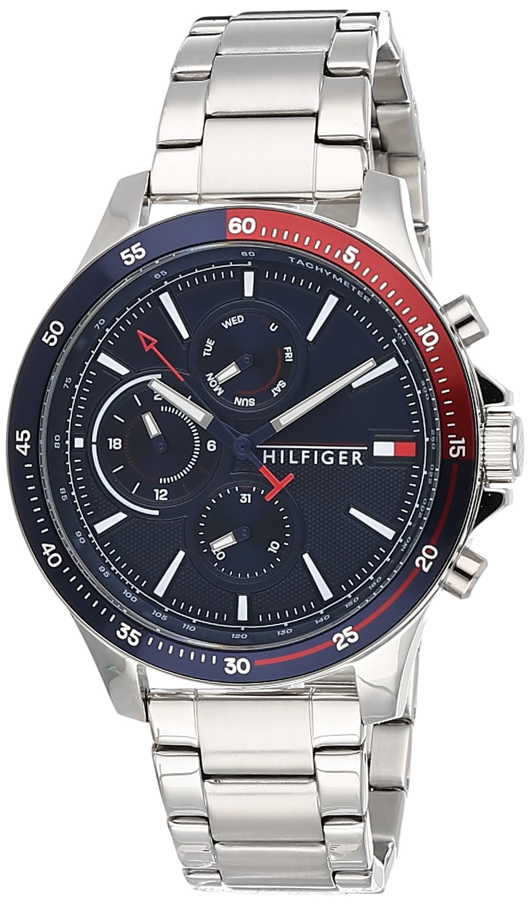  Shop Authentic Tommy Hilfiger Bank Chronograph Blue Dial Silver Steel Strap Watch for Men - 1791718 - Luxxuri