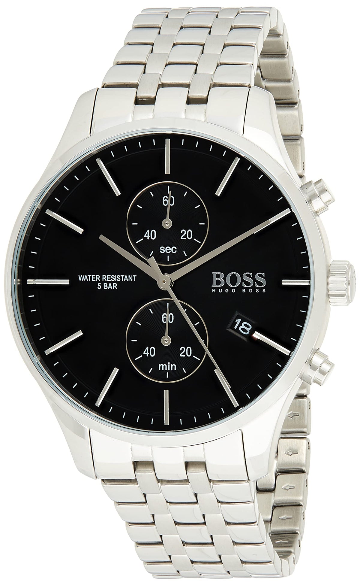  Shop Authentic Hugo Boss Associate Black Dial Silver Steel Strap Watch for Men - 1513869 - Luxxuri