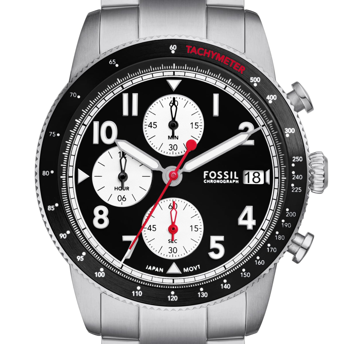  Shop Authentic Fossil Sport Tourer Chronograph Black Dial Silver Steel Strap Watch for Men - FS6045 - Luxxuri