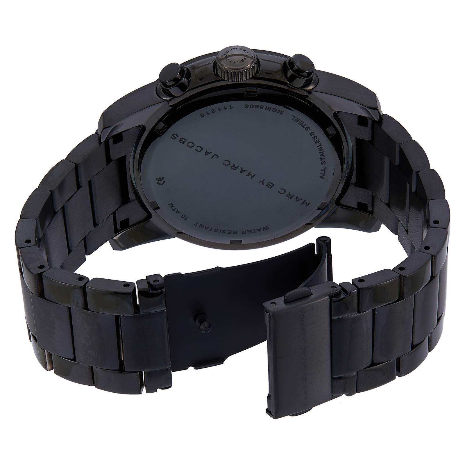  Shop Authentic Marc Jacobs Larry Chronograph Black Dial Black Steel Strap Watch for Men - MBM8606 - Luxxuri