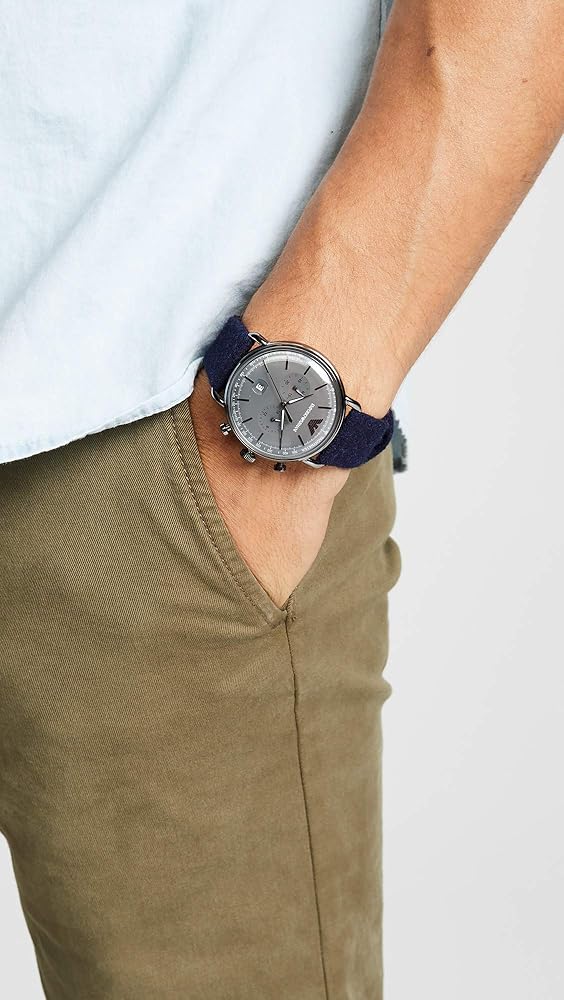 Shop Authentic Emporio Armani Aviator Quartz Grey Dial Blue Fabric Strap Watch For Men - AR11144 - Luxxuri