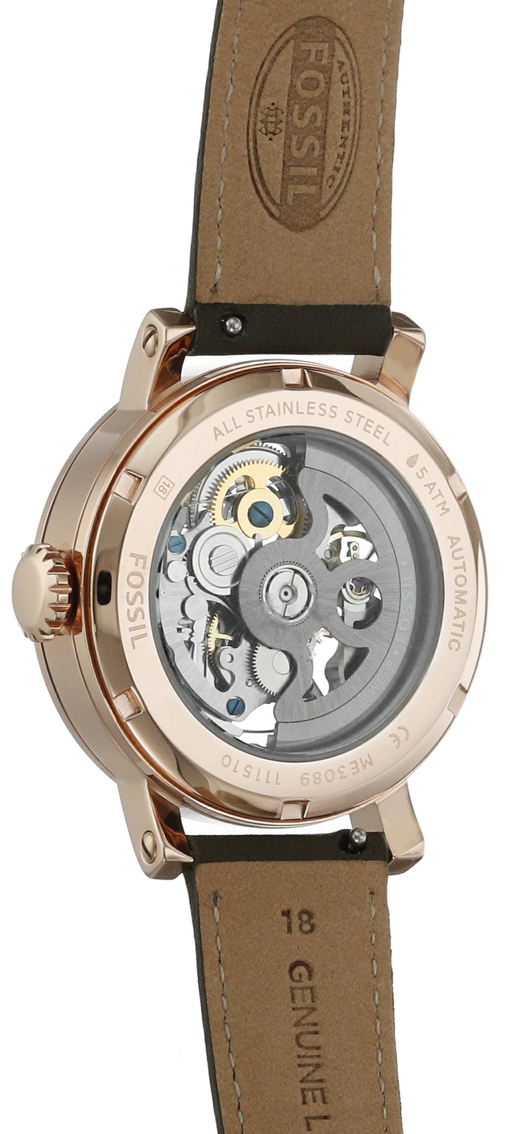  Shop Authentic Fossil Boyfriend Automatic Skeleton Grey Dial Grey Leather Strap Watch for Women - ME3089 - Luxxuri
