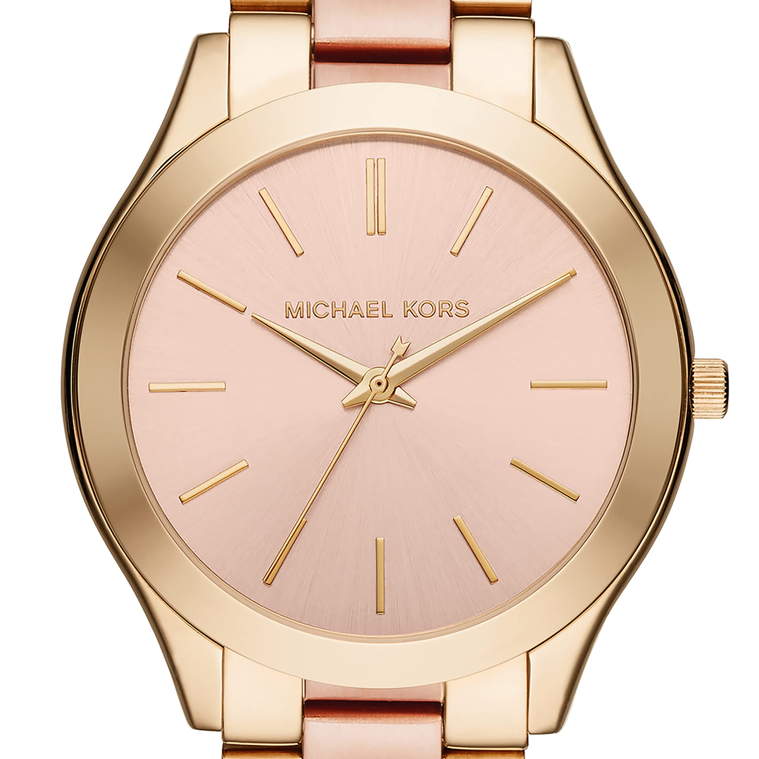  Shop Authentic Michael Kors Slim Runway Pink Dial Two Tone Steel Strap Watch for Women - MK3493 - Luxxuri