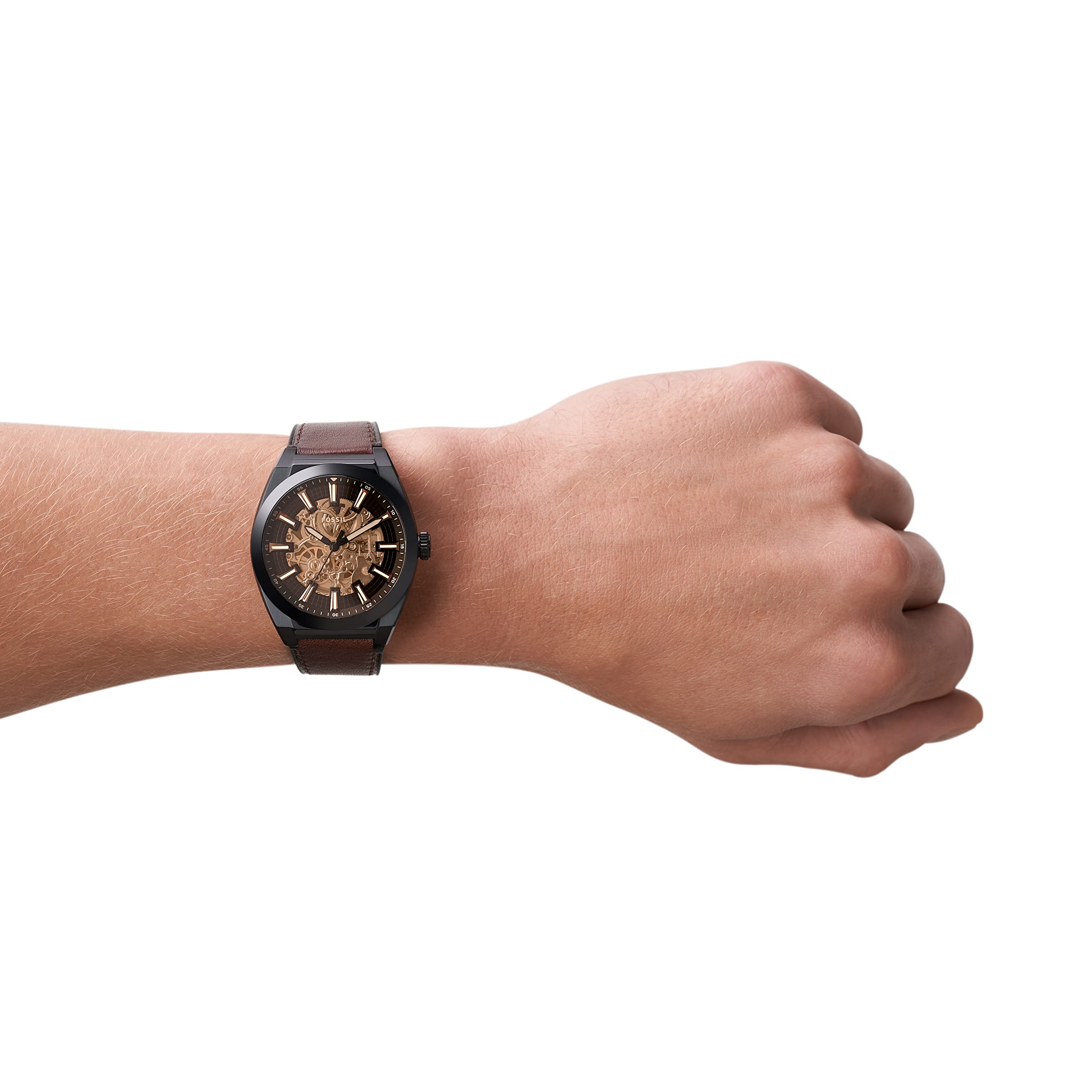  Shop Authentic Fossil Everett Automatic Analog Black Dial Brown Leather Strap Watch for Men - ME3207 - Luxxuri