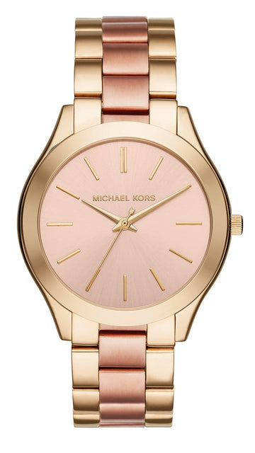  Shop Authentic Michael Kors Slim Runway Pink Dial Two Tone Steel Strap Watch for Women - MK3493 - Luxxuri