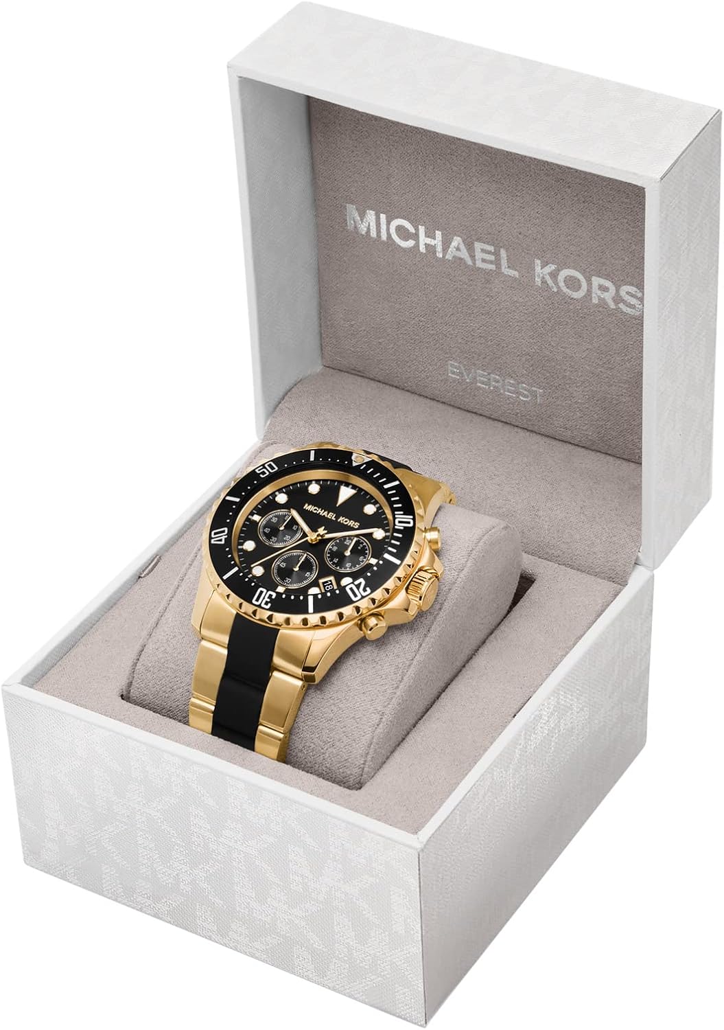  Shop Authentic Michael Kors Everest Chronograph Black Dial Two Tone Steel Strap Watch For Men - MK8979 - Luxxuri