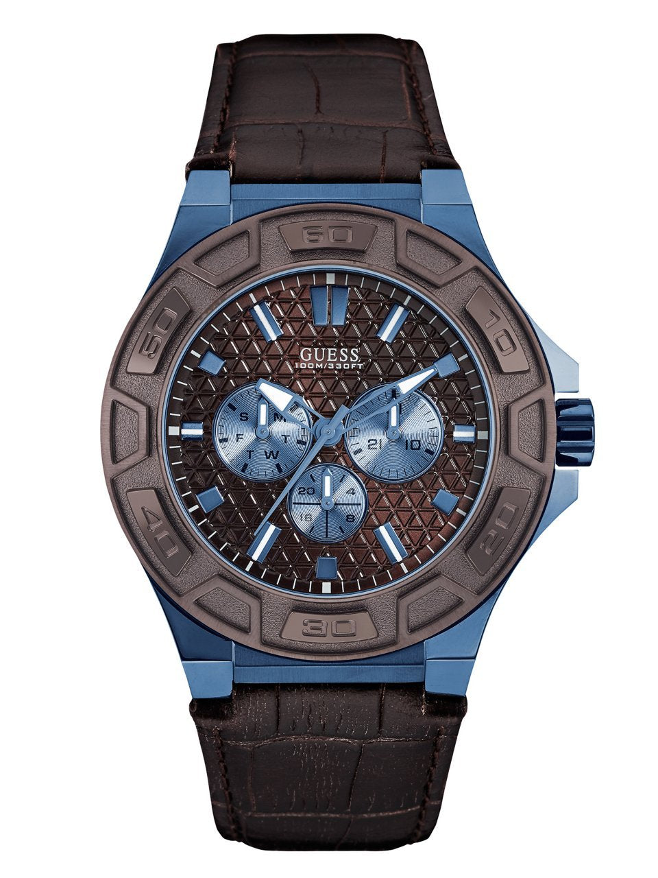  Shop Authentic Guess Force Quartz Brown Dial Brown Leather Strap Watch For Men - W0674G5 - Luxxuri