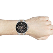  Shop Authentic Hugo Boss Here Chronograph Black Dial Two Tone Steel Strap Watch for Men - 1513757 - Luxxuri