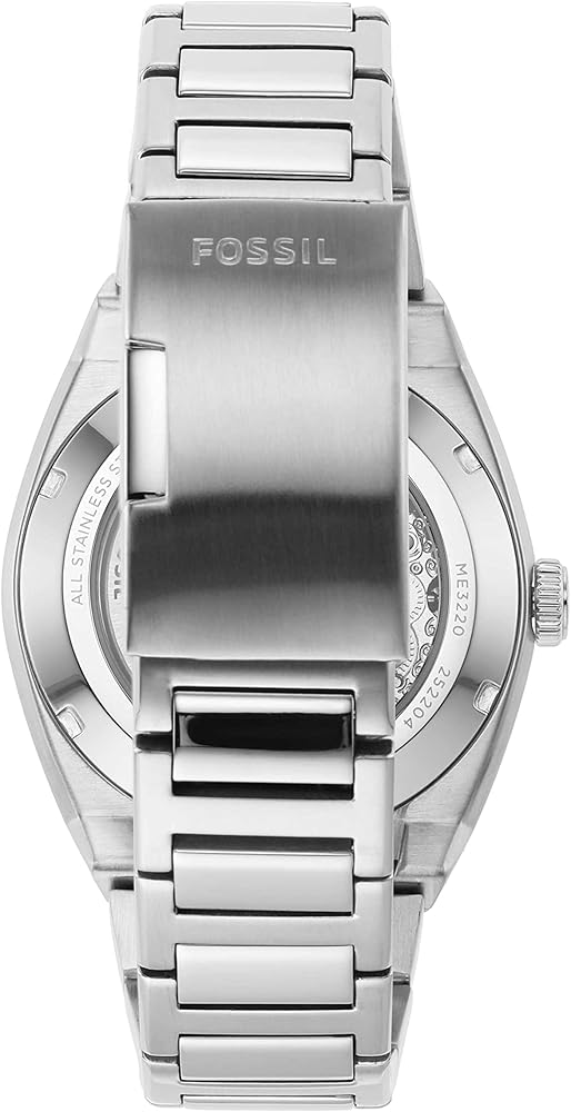  Shop Authentic Fossil Everett Automatic Skeleton Blue Dial Silver Steel Strap Watch for Men - ME3220 - Luxxuri